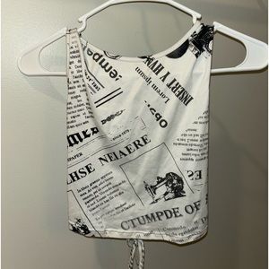 Newspaper Print Crop Top